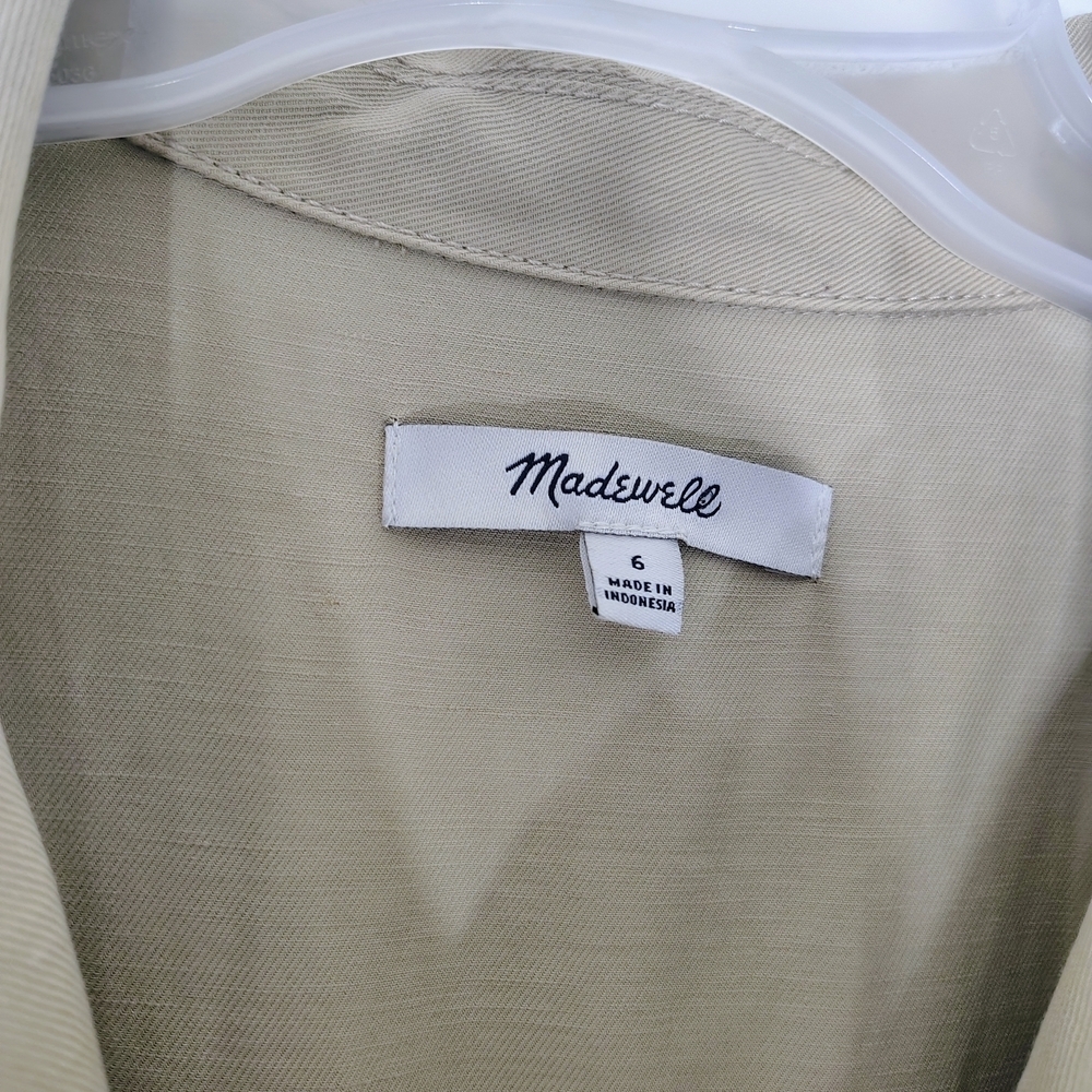 Madewell Beige Utility Romper Belted Short Sleeve Five Pockets Sz 6 Linen Blend - Picture 9 of 16